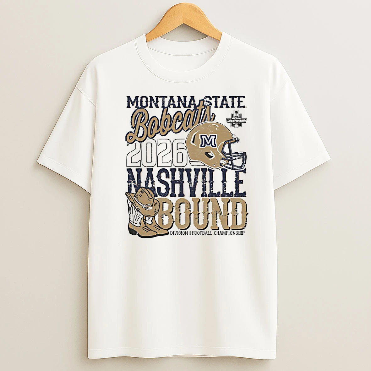 Montana State Bobcats 2026 Ncaa Nashville Bound Helmet Boots Vintage Circle T Shirt