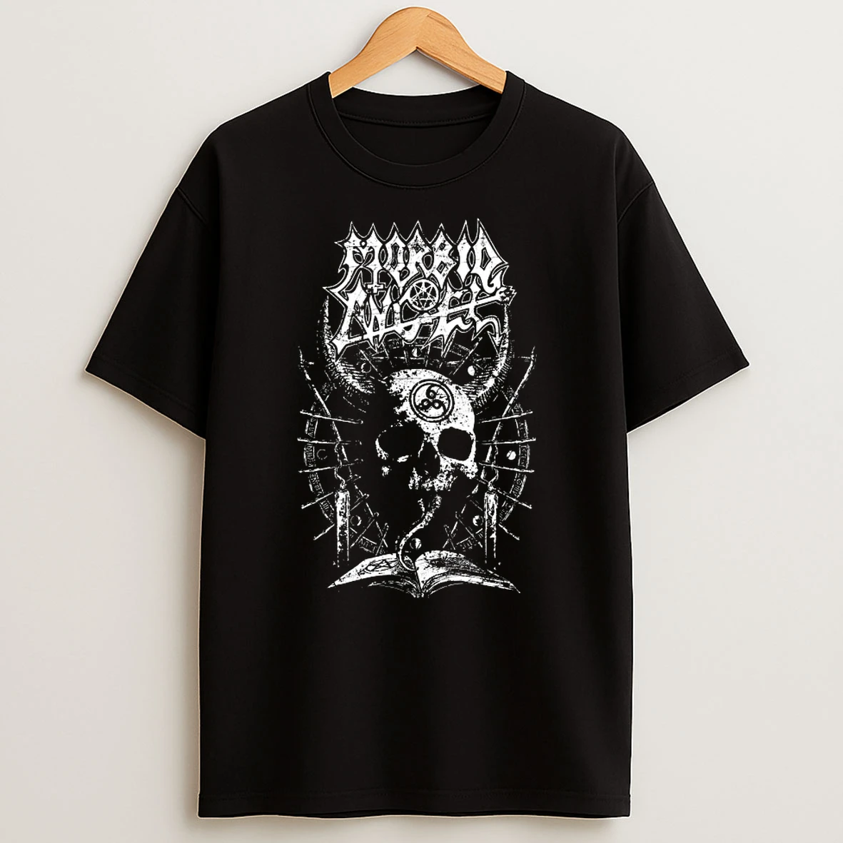 Morbid Angel White Horned Skull T Shirt
