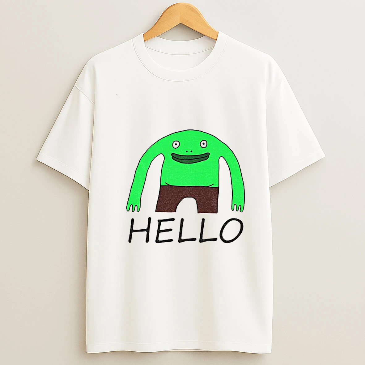 Mr Frog Hello Hand Drawn T Shirt