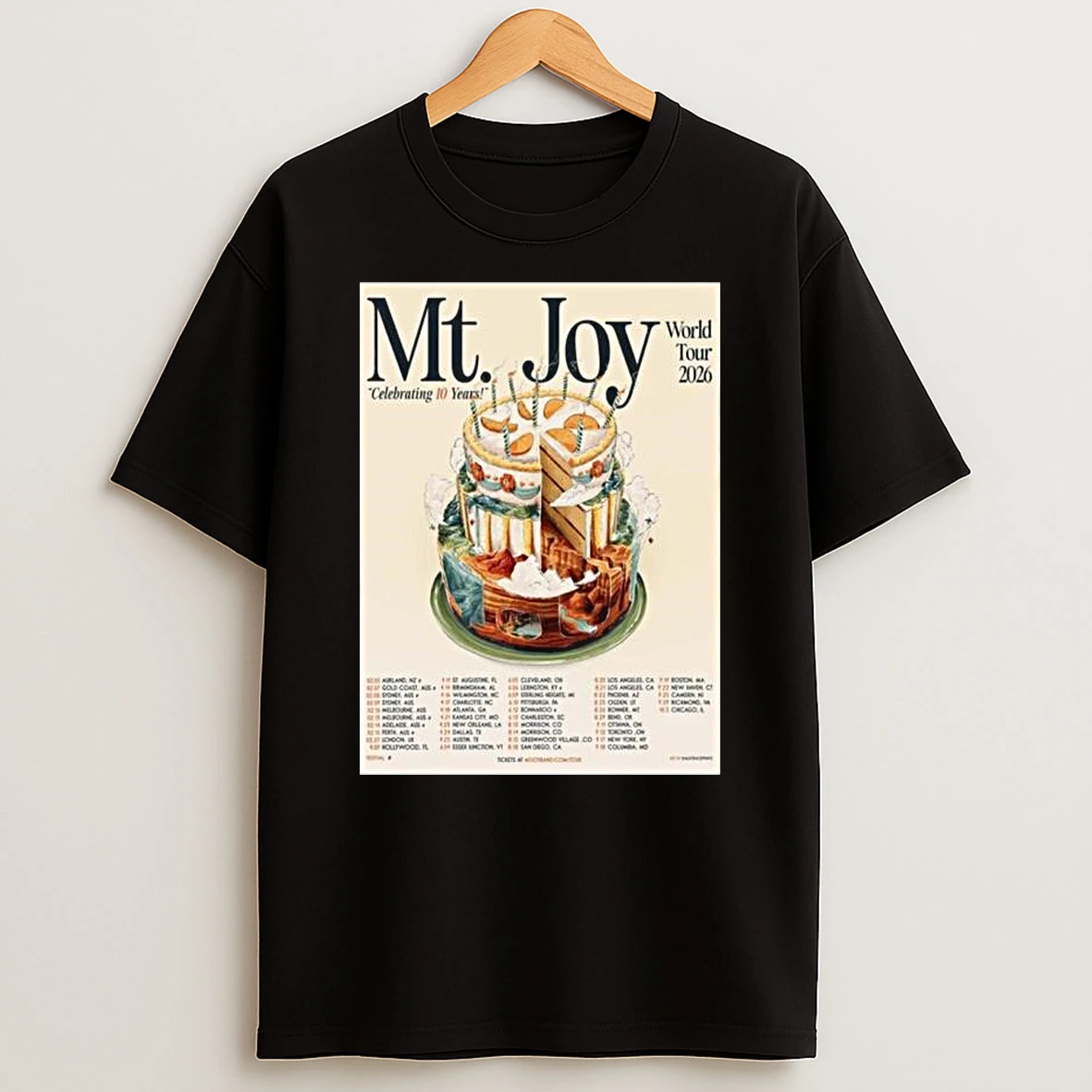 Mt Joy Celebrating 10 Years World Tour 2026 North America City Dates T Shirt