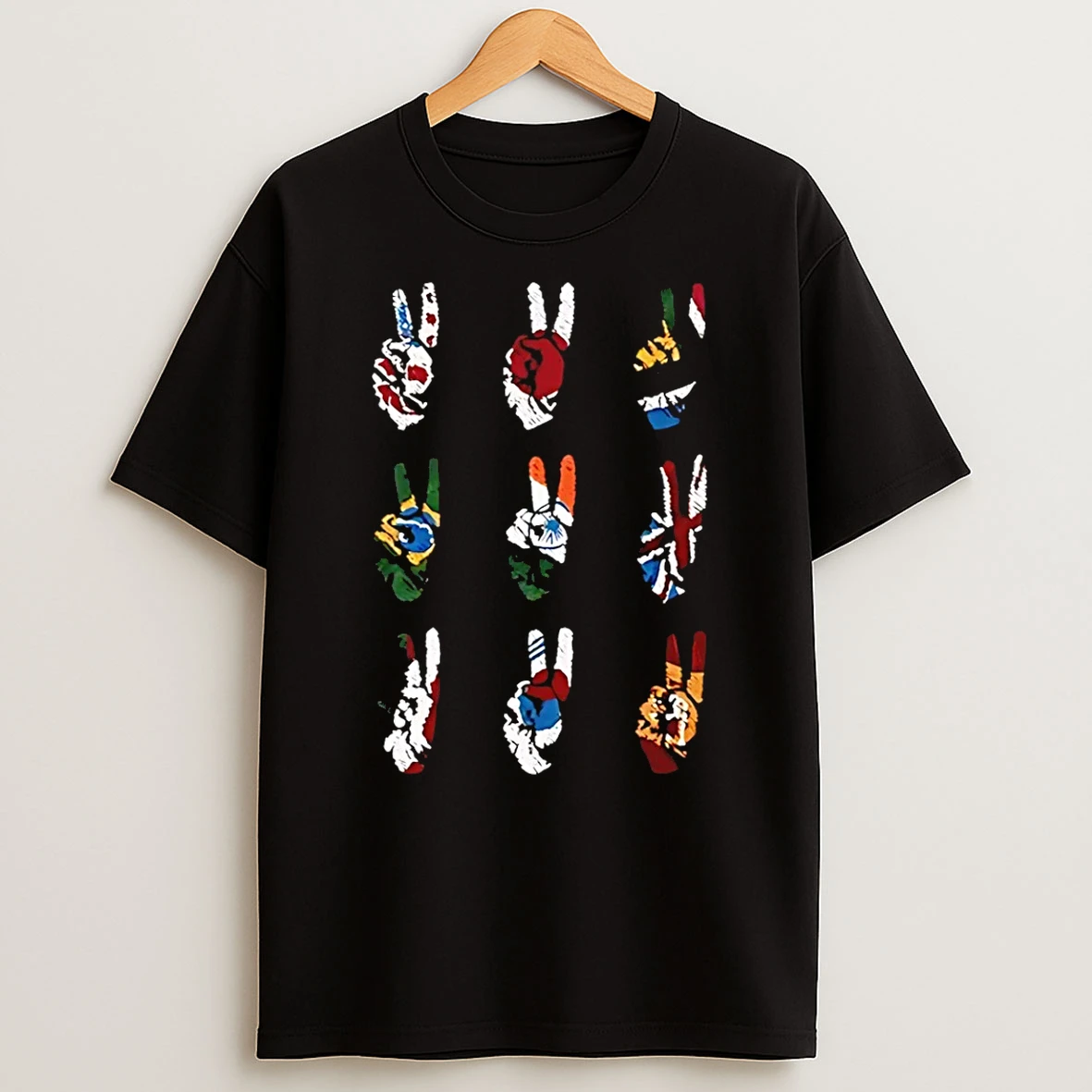 Multi Peace Hand Flag T Shirt