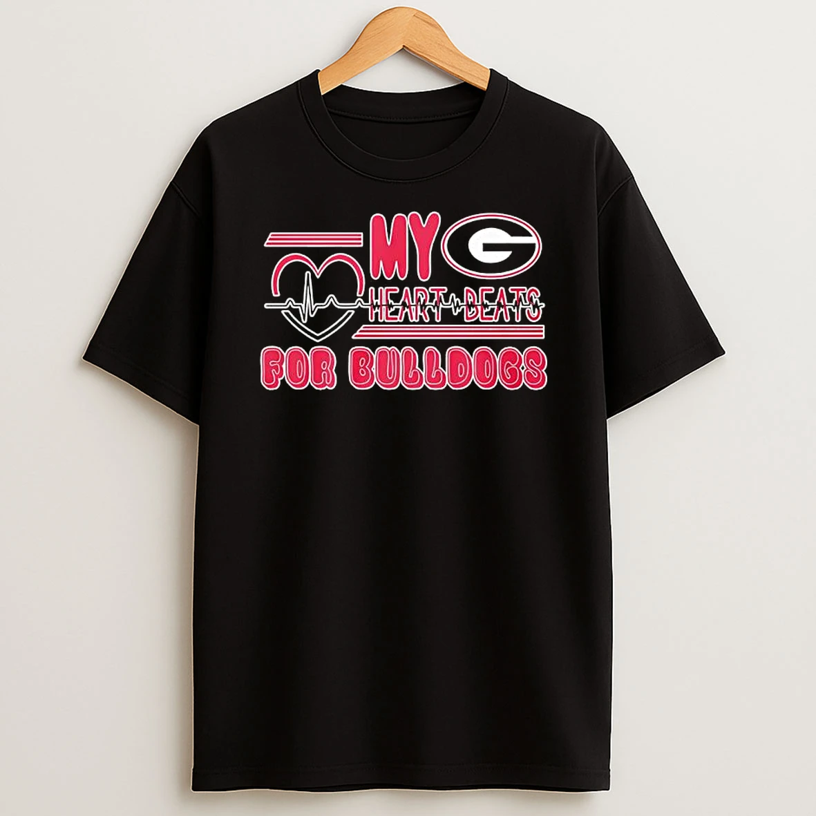 My Heart Beats For Bulldogs University Of Georgia Logo T Shirt