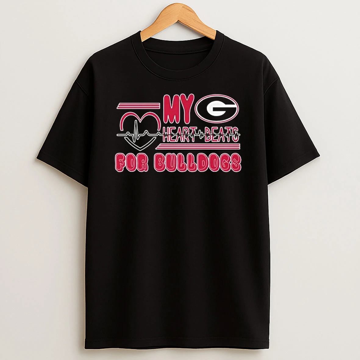 My Heart Beats For Georgia Bulldogs Logo T Shirt