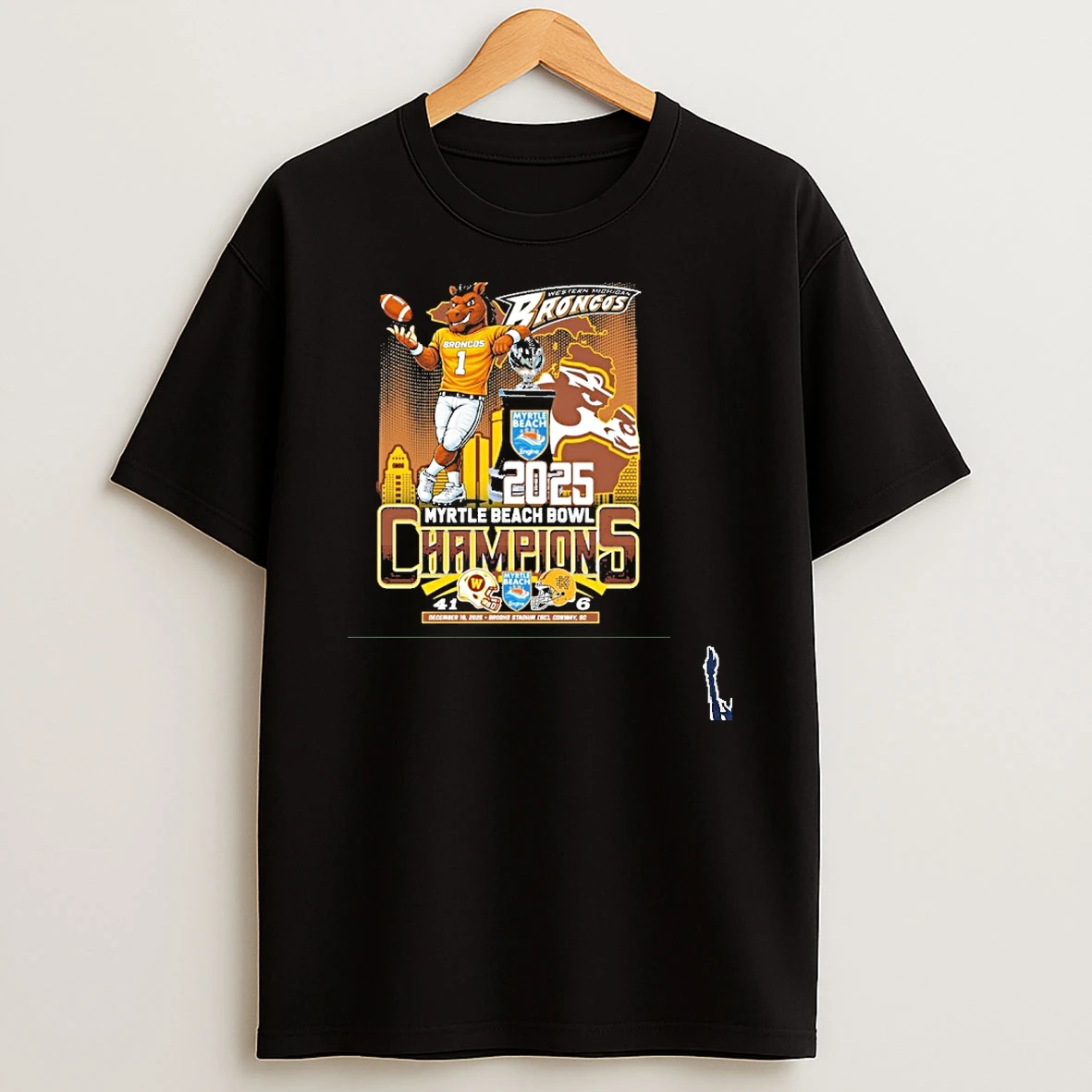 Myrtle Beach Bowl Champions Broncos Mascot T Shirt