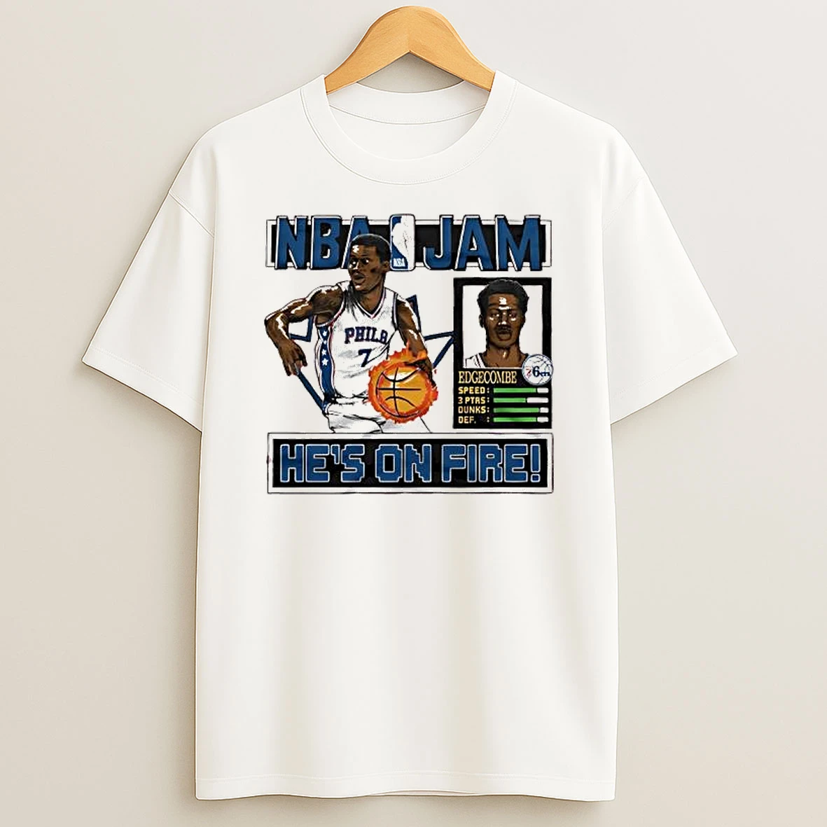Nba Jam Philadelphia 76ers V J Edgecombe Hes On Fire T Shirt