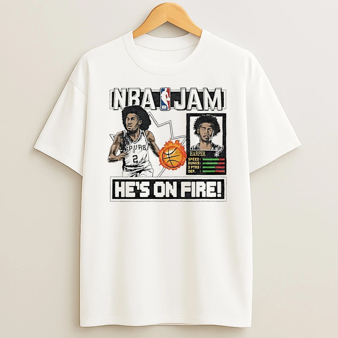 Nba Jam San Antonio Spurs Dylan Harper Hes On Fire Circle T Shirt