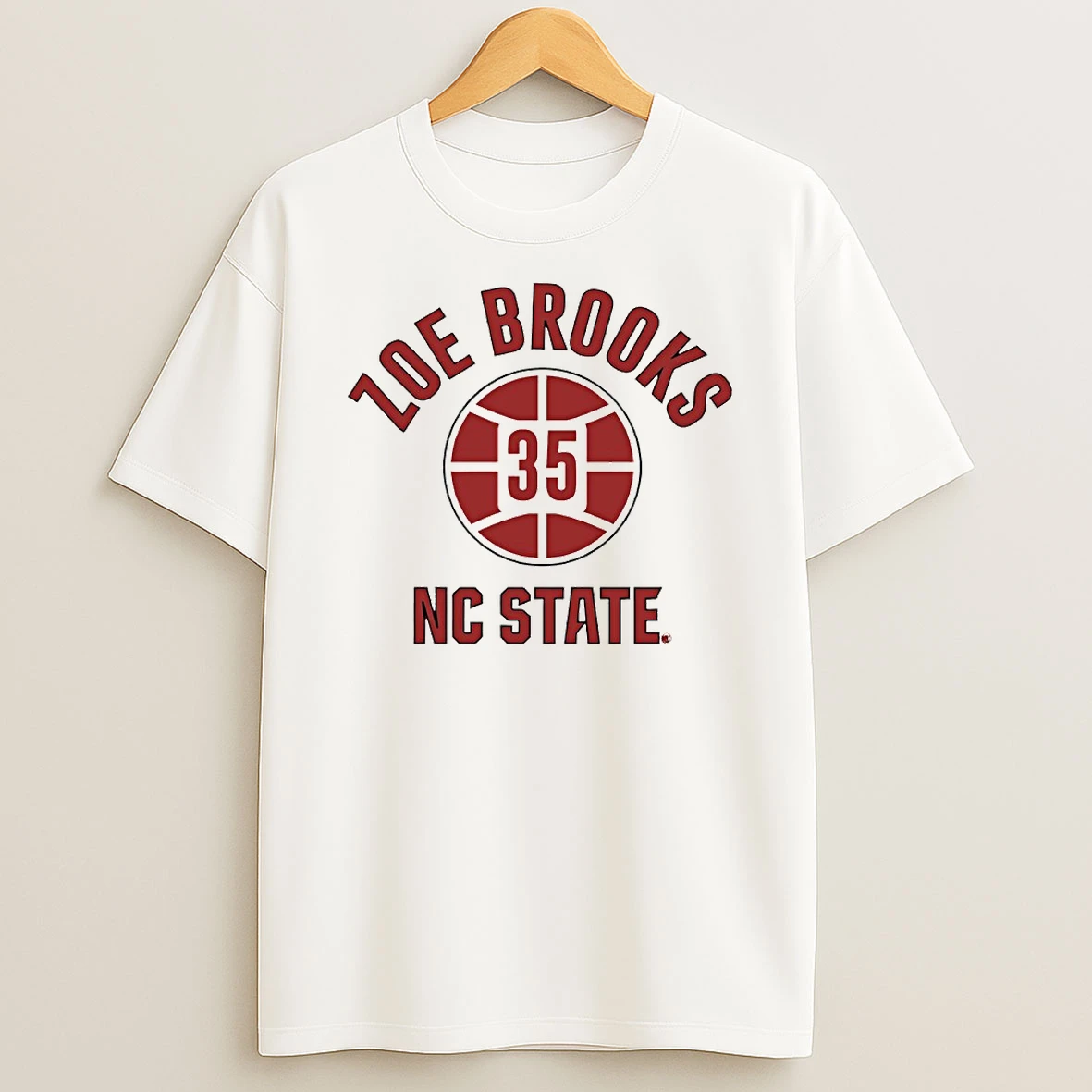 Nc State Wolfpack Basketball Zoe Brooks 35 Name Number Ball Circle T Shirt