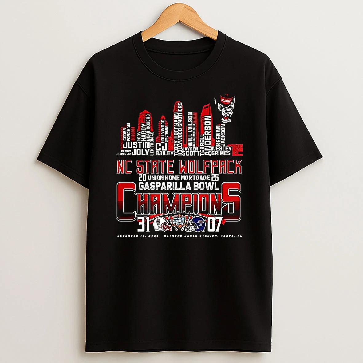 Nc State Wolfpack Union Home Mortgage Gasparilla Bowl Champions T Shirt