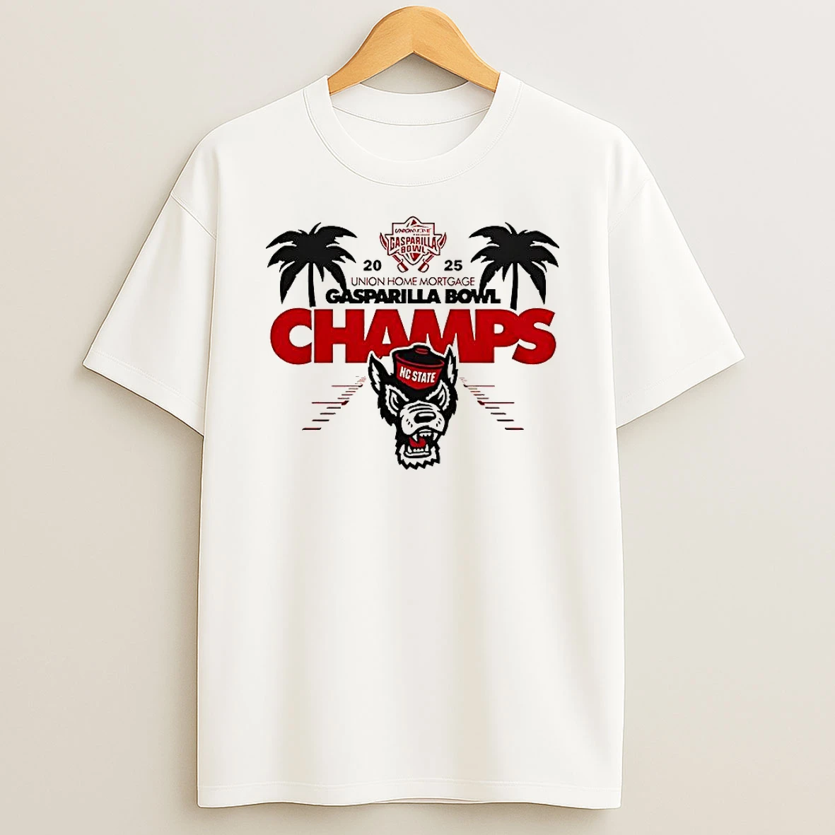 Nc State Wolfpack Football Union Home Mortgage Gasparilla Bowl Champions 2025 Logo T Shirt