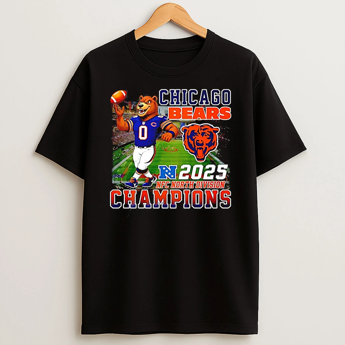 Nfc North Division Champions 2025 Chicago Bears Mascot Stadium T Shirt