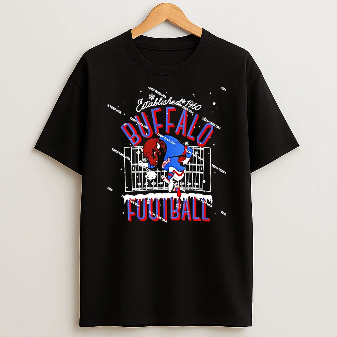 Nfl Christmas Winter Holiday Buffalo Bills Football Est 1960 Mascot T Shirt