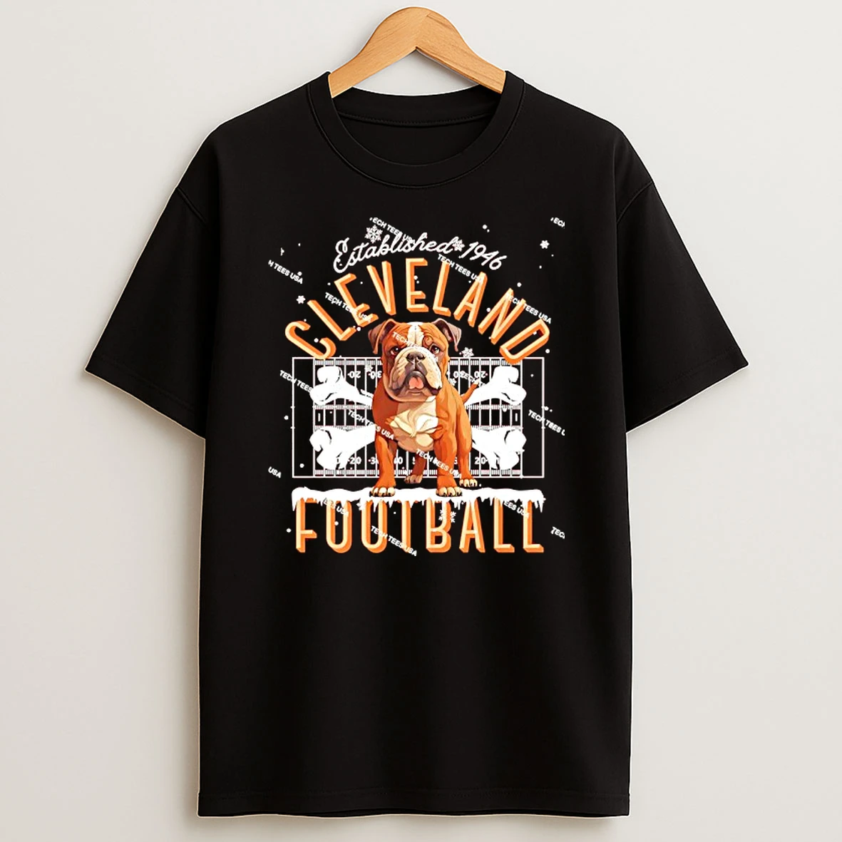 Nfl Christmas Winter Holiday Cleveland Browns Football Est 1946 Mascot T Shirt