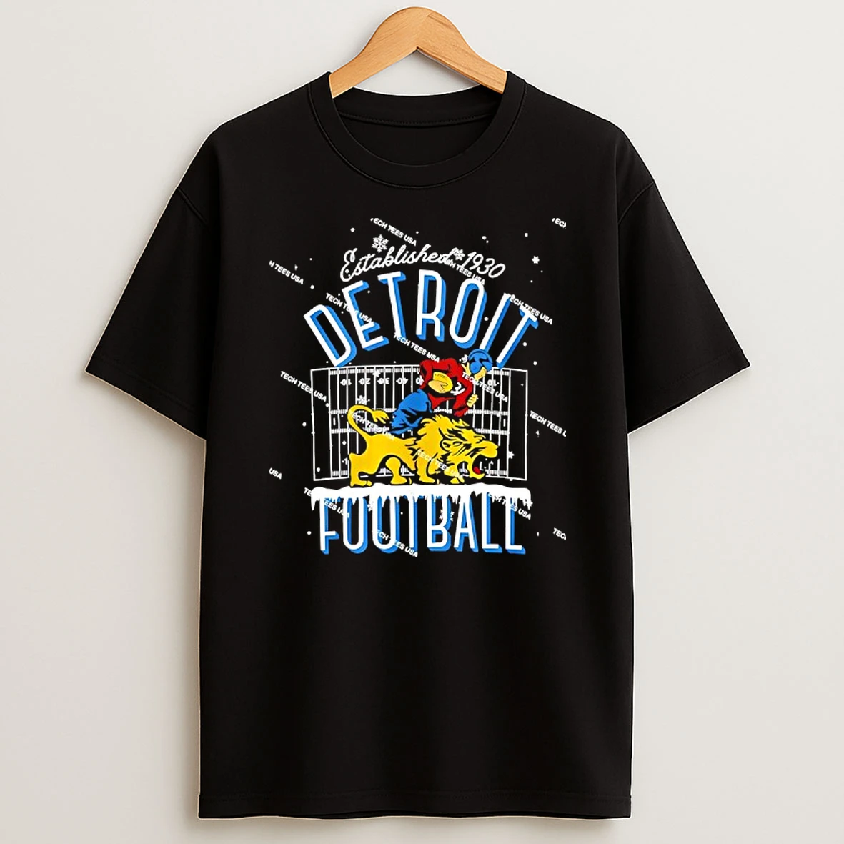 Nfl Christmas Winter Holiday Detroit Lions Football Est 1930 Mascot T Shirt