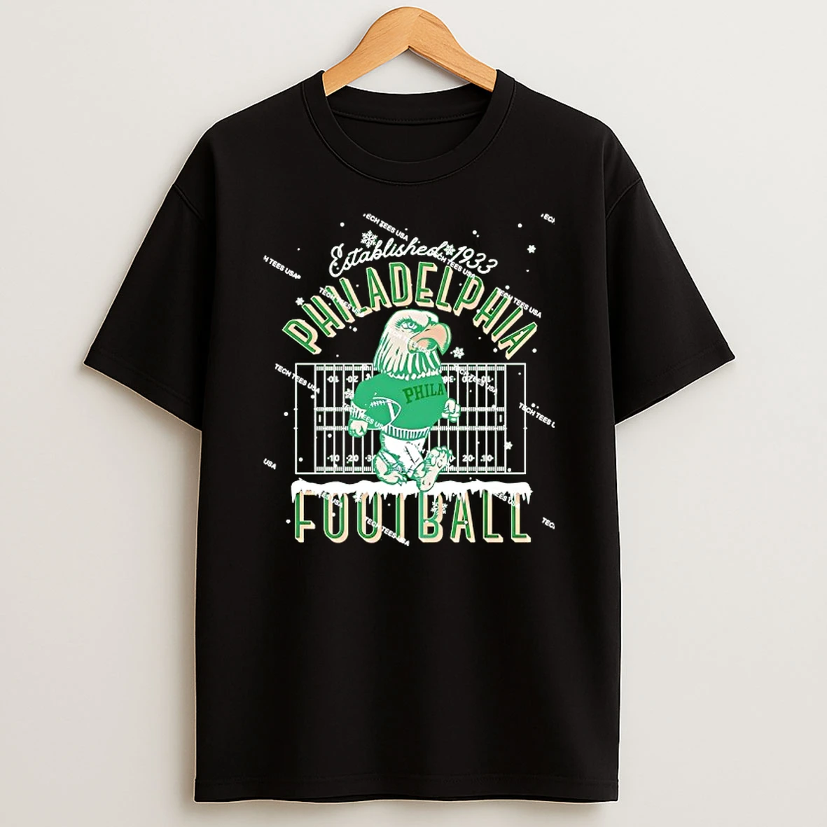 Nfl Christmas Winter Holiday Philadelphia Eagles Football Est 1933 Mascot T Shirt