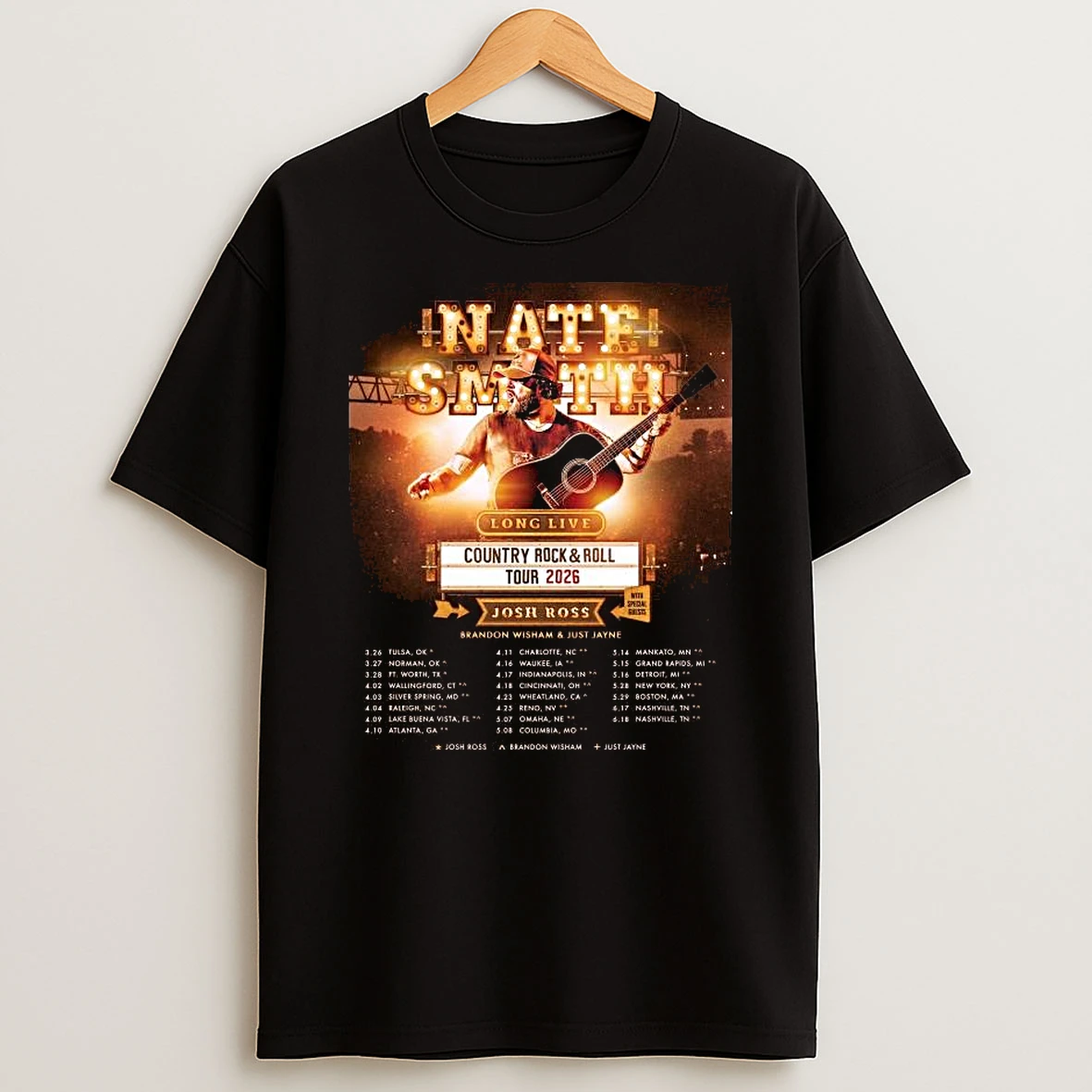 Nate Smith Country Rock Roll Tour 2026 T Shirt
