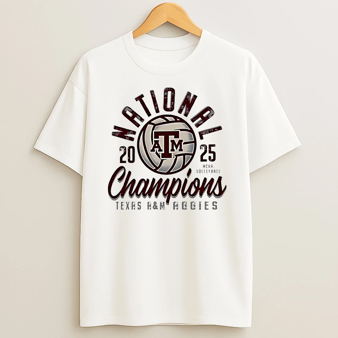 National Champions 2025 Womens Volleyball Texas A And M Aggies Circle T Shirt