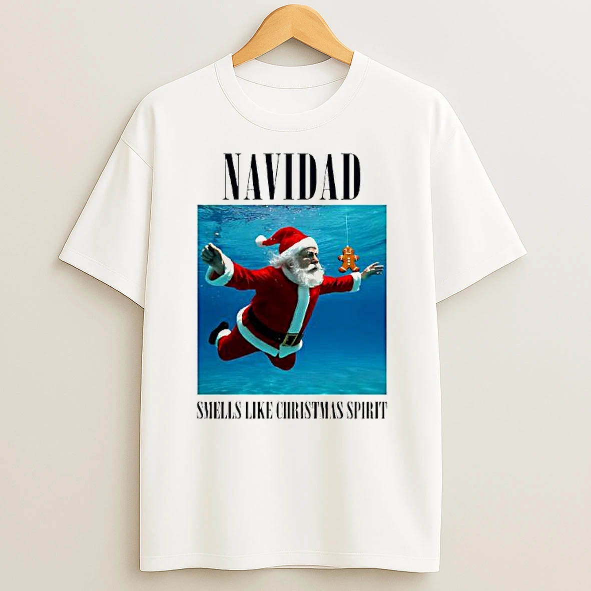 Navidad Smells Like Christmas Spirit Santa Claus Underwater T Shirt