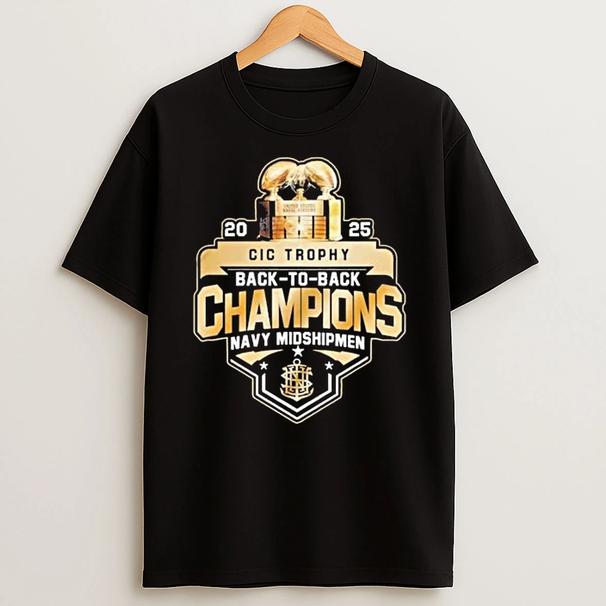 Navy Midshipmen 2025 Back To Back Cic Trophy Champions T Shirt