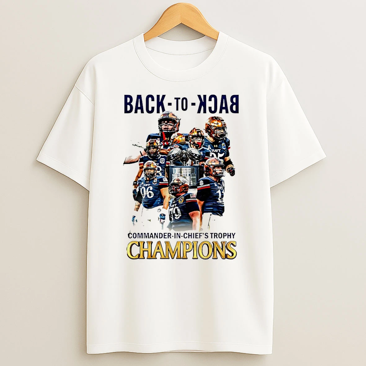 Navy Midshipmen 2025 Cic Trophy Champions Back To Back T Shirt