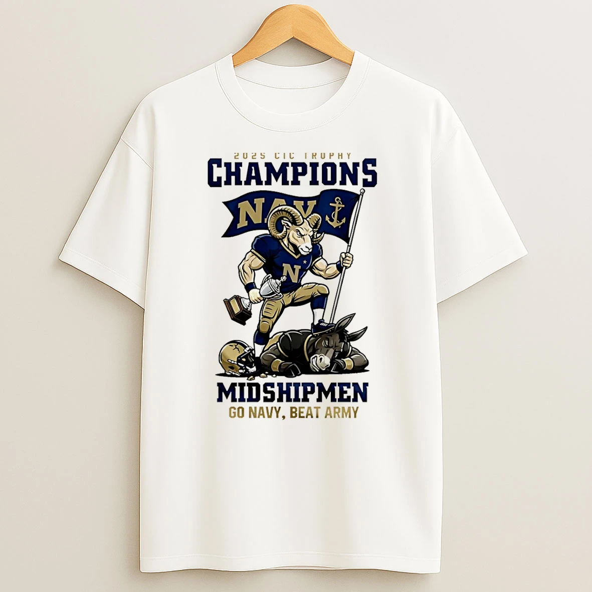 Navy Midshipmen 2025 Cic Trophy Champions Go Nay Beat Army T Shirt