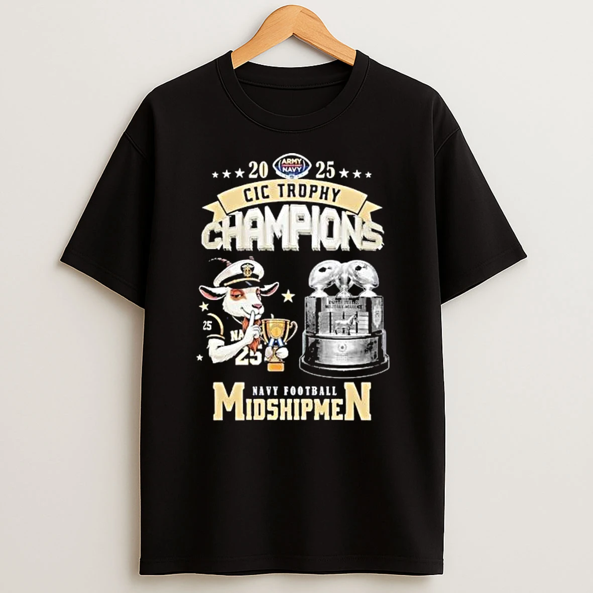 Navy Midshipmen Football 2025 Cic Trophy Champions Mascot T Shirt