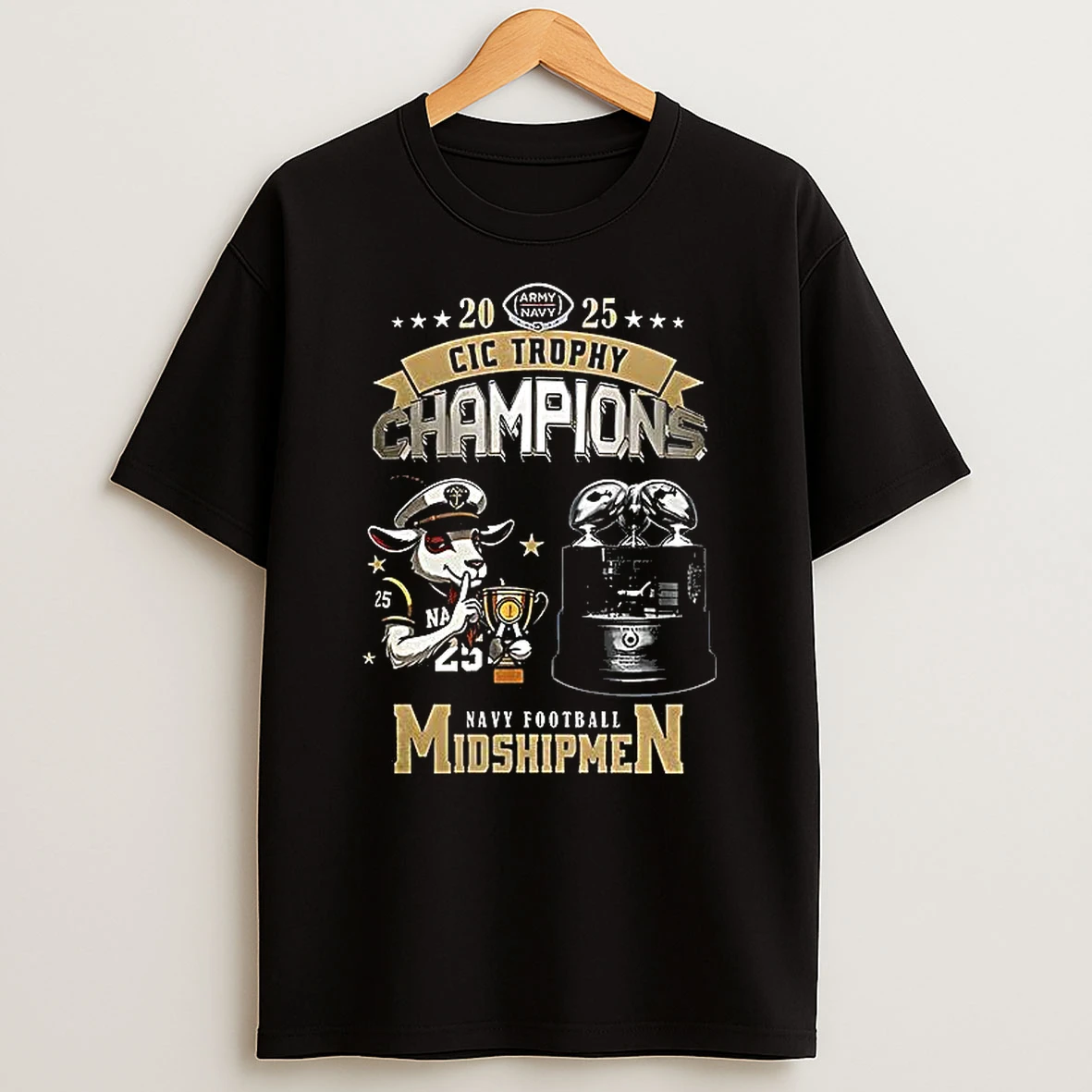 Navy Midshipmen Football Cic Trophy Champions 2025 Mascot T Shirt