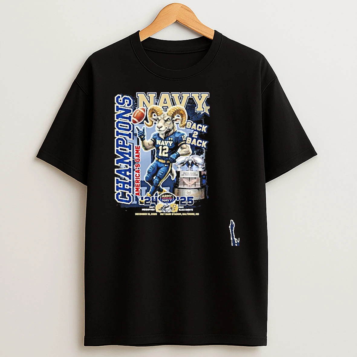 Navy Midshipmen Mascot Back 2 Back Americas Game Champions T Shirt