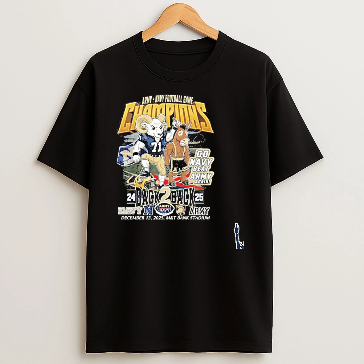 Navy Midshipmen Mascot Back 2 Back Army Navy Football Game Champions T Shirt