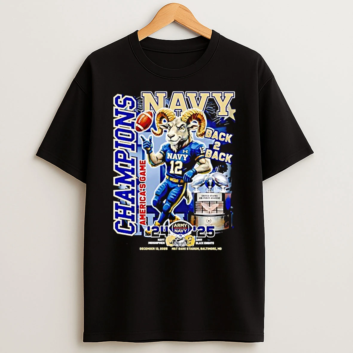 Navy Midshipmen And Army Black Knights Champions Americas Game Back 2 Back T Shirt