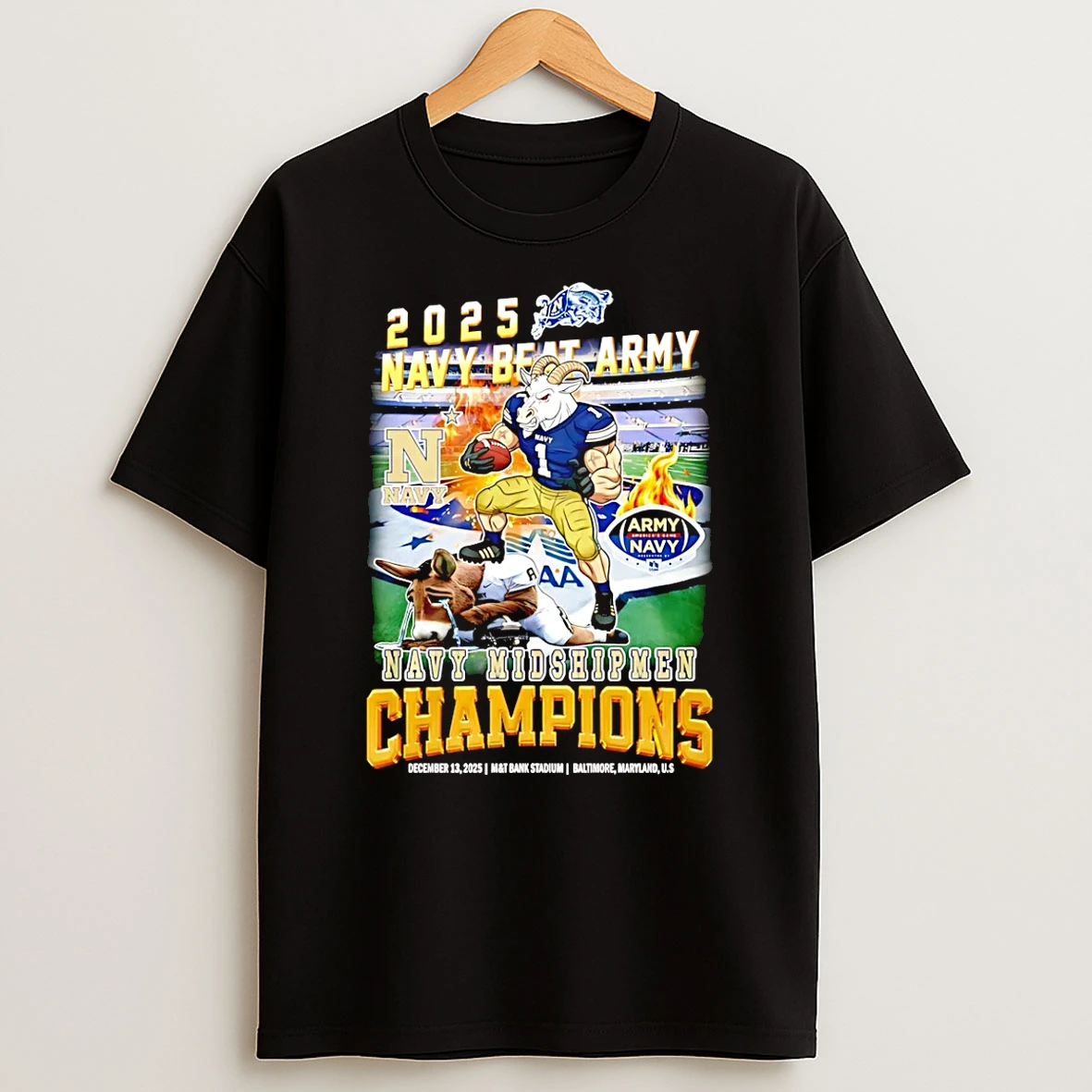 Navy Midshipmen Beat Army 2025 Champions Mascot T Shirt