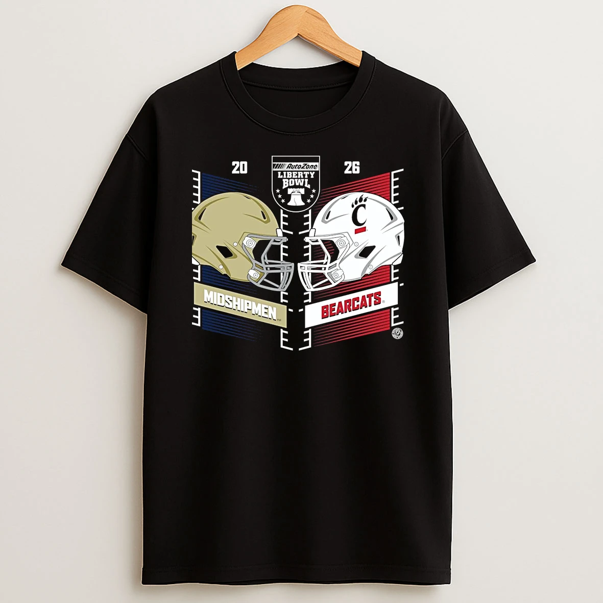 Navy Midshipmen Vs Cincinnati Bearcats 2026 Autozone Liberty Bowl Head To Head T Shirt