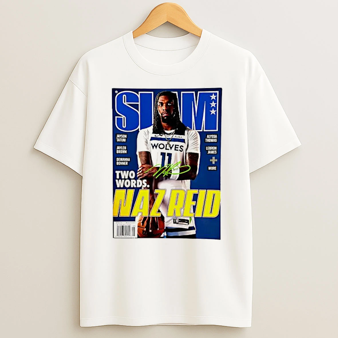 Naz Reid Autographed Slam Magazine Minnesota T Shirt