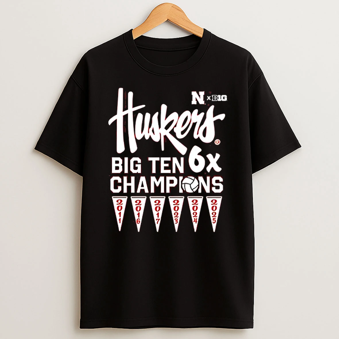Nebraska Cornhuskers Big Ten 6x Volleyball Champions Tshirt Hoodie