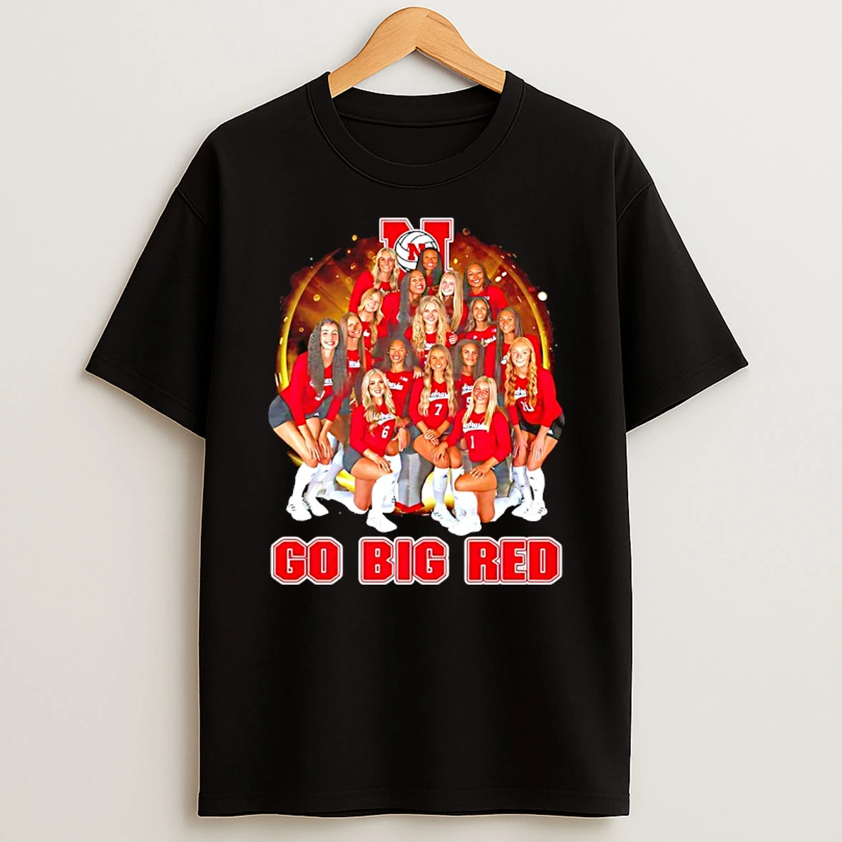 Nebraska Huskers Womens Volleyball 2025 Go Big Red All Team T Shirt