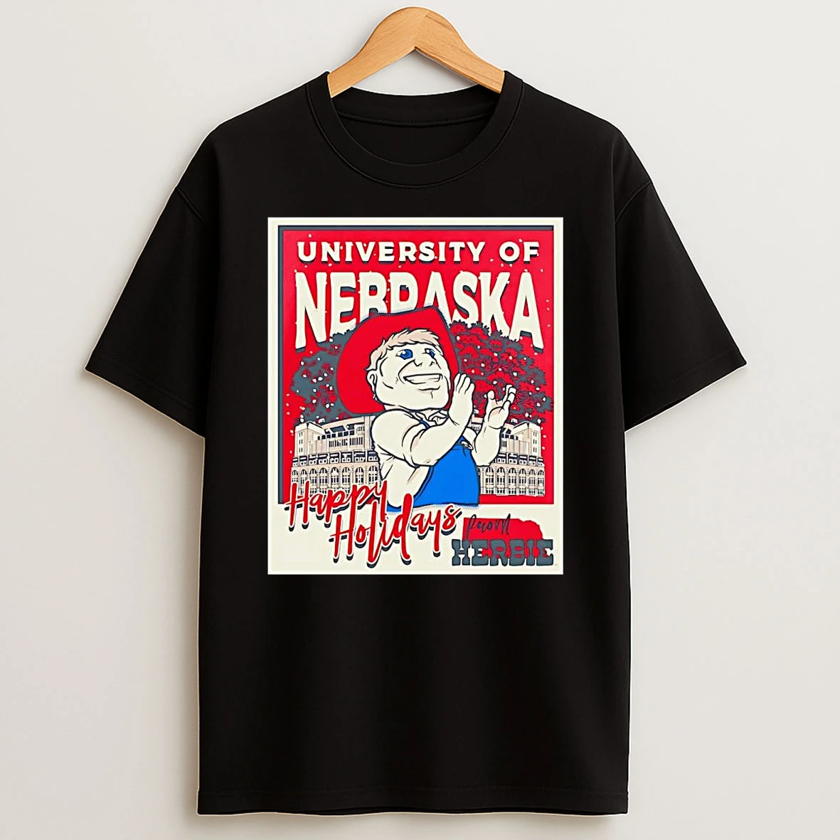Nebraska Huskers Happy Holiday From Herbie Christmas T Shirt