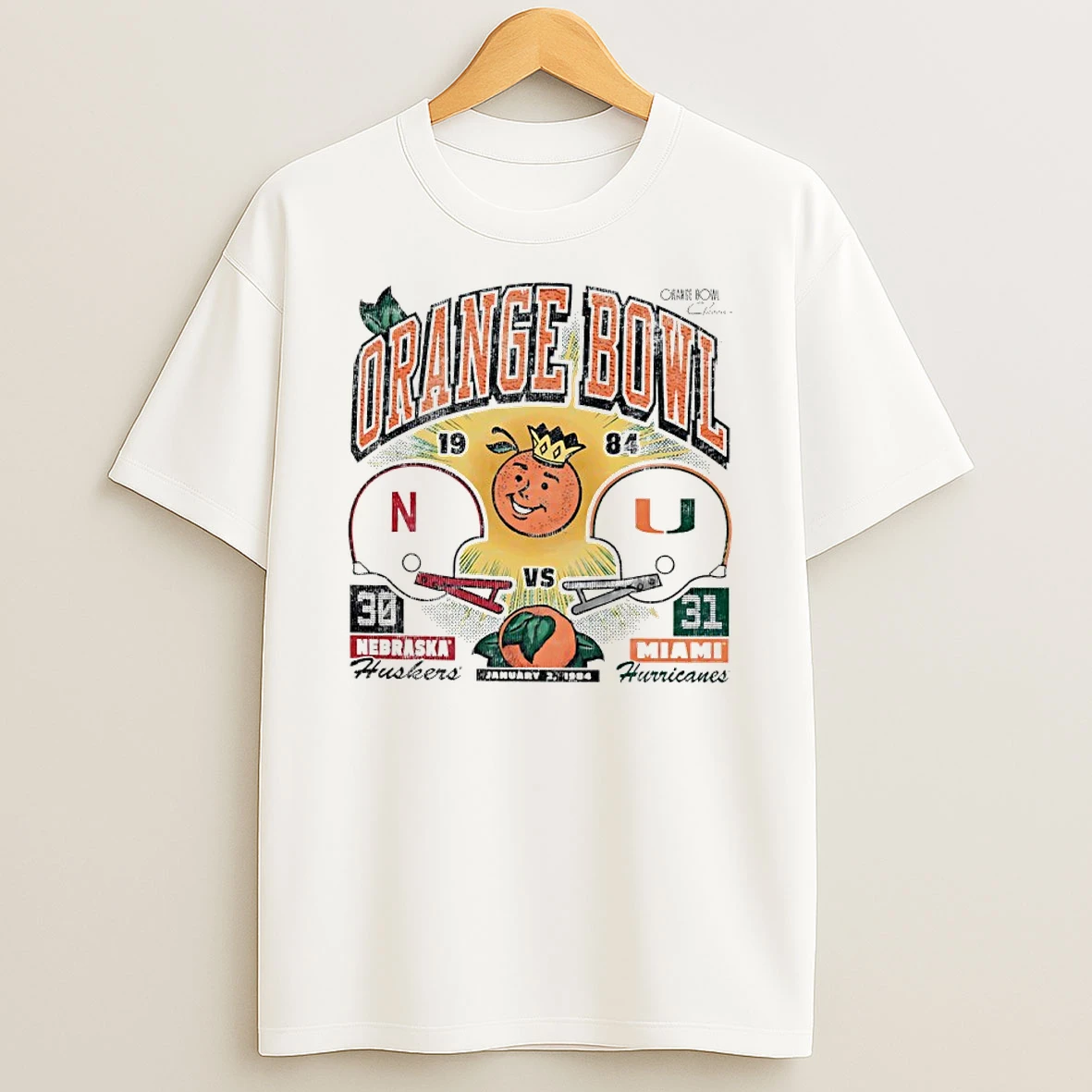 Nebraska Huskers Vs Miami Hurricanes 1984 Orange Bowl Matchup Vintage T Shirt