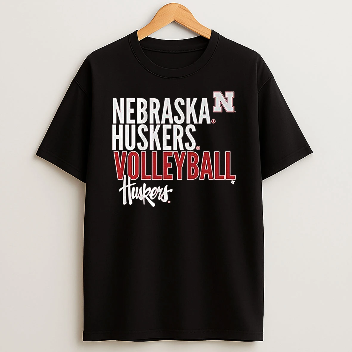 Nebraska Volleyball Text Logo Overlay 2025 T Shirt