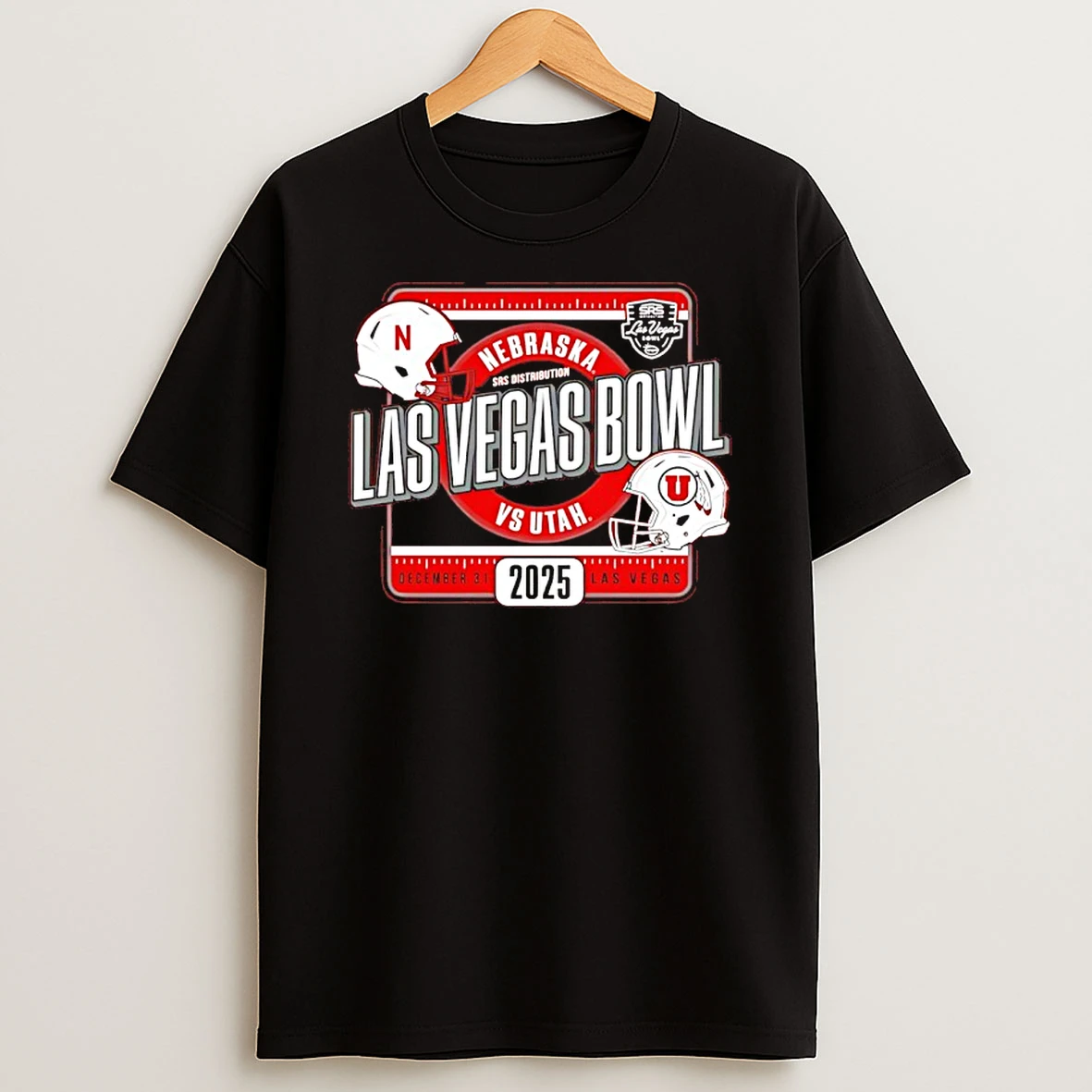Nebraska Vs Utah 2025 Las Vegas Bowl Bound Helmets T Shirt