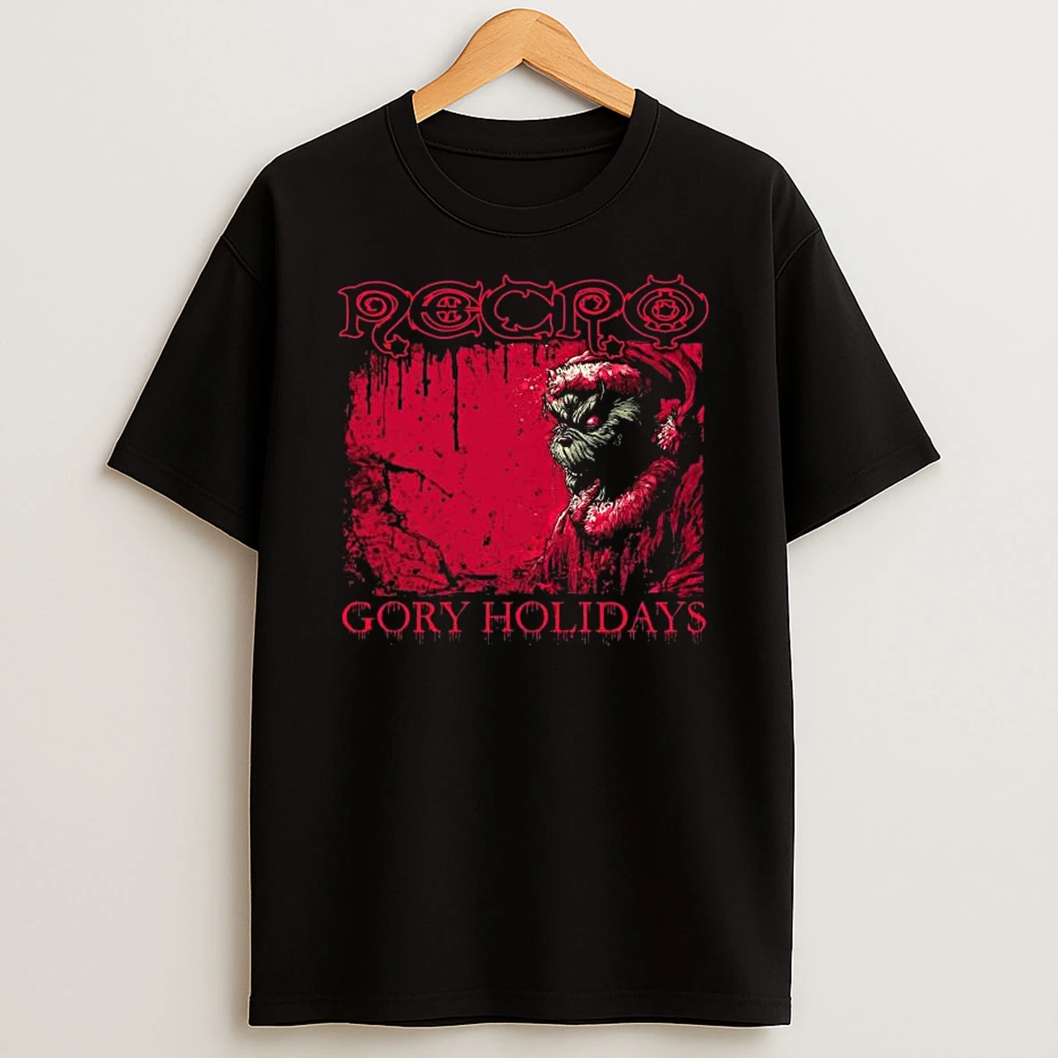 Necro Grinch Gory Holidays Blood Drip T Shirt