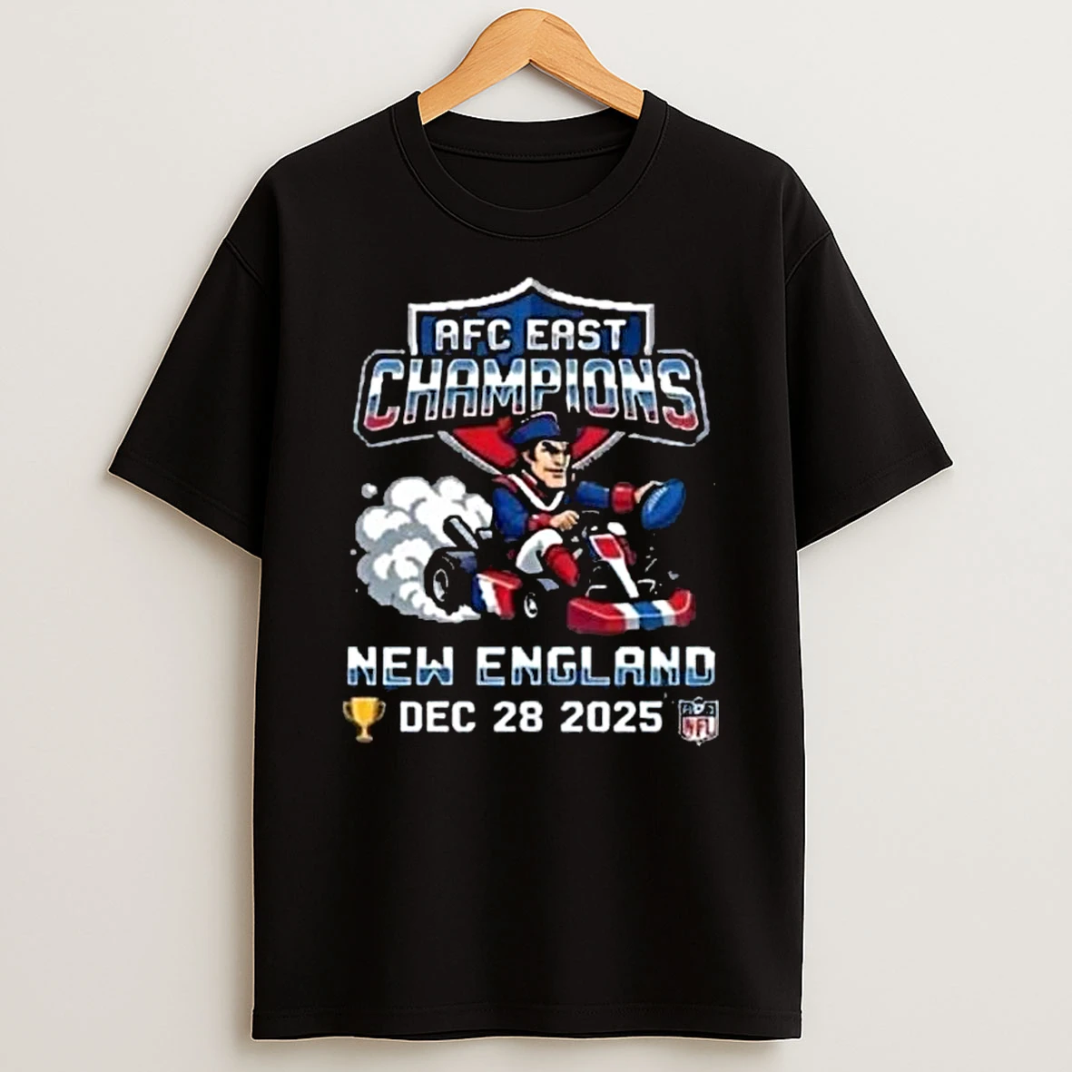 New England Patriots 2025 Afc East Champions December 28 2025 Mario Kart Racing T Shirt
