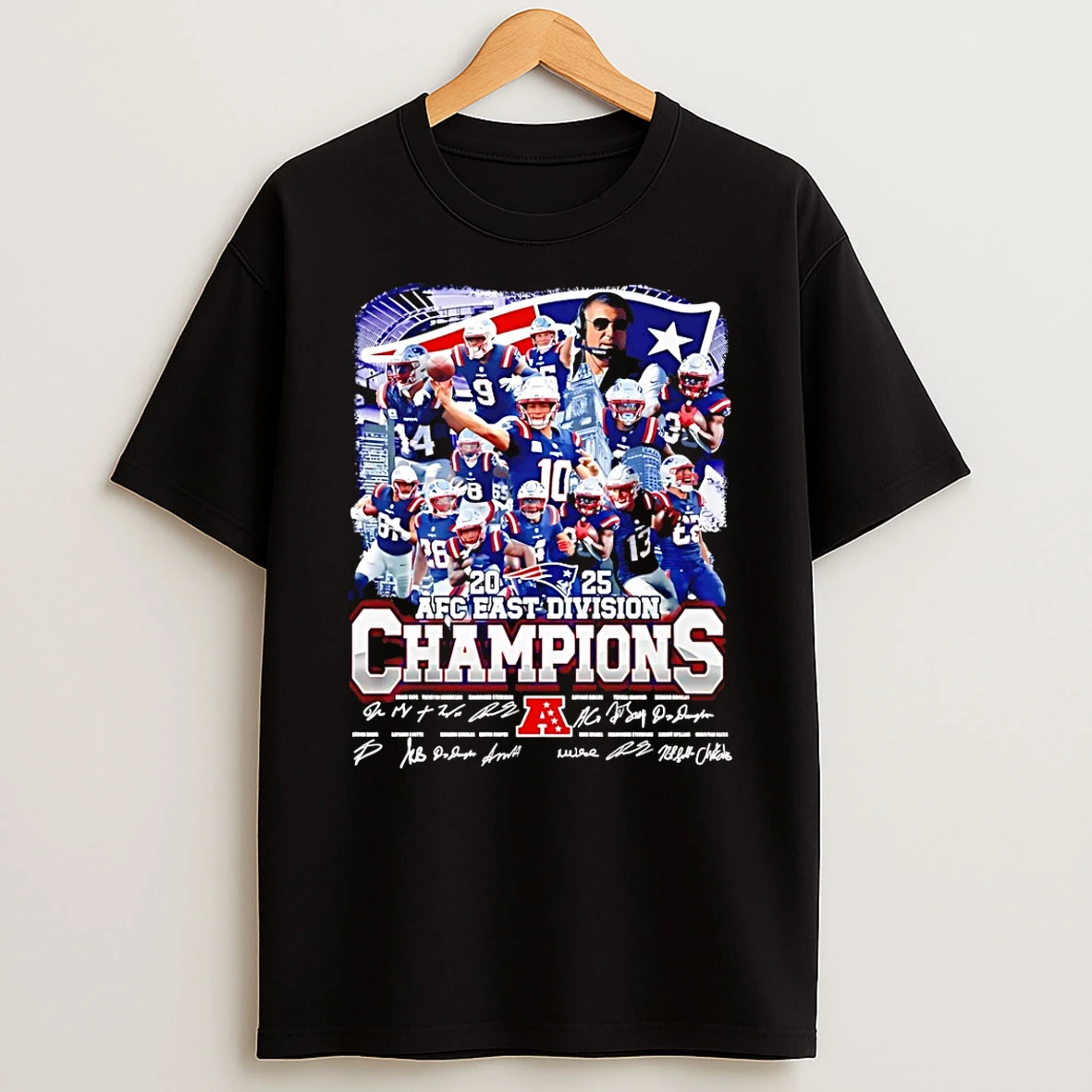 New England Patriots Afc East Division Champions 2025 All Team Graphic T Shirt
