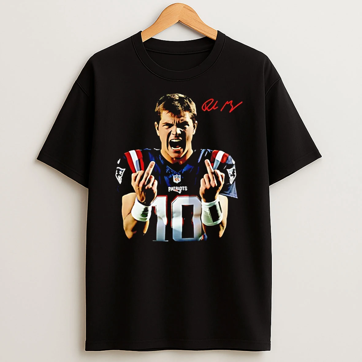 New England Patriots Drake Maye Middle Finger Vintage T Shirt