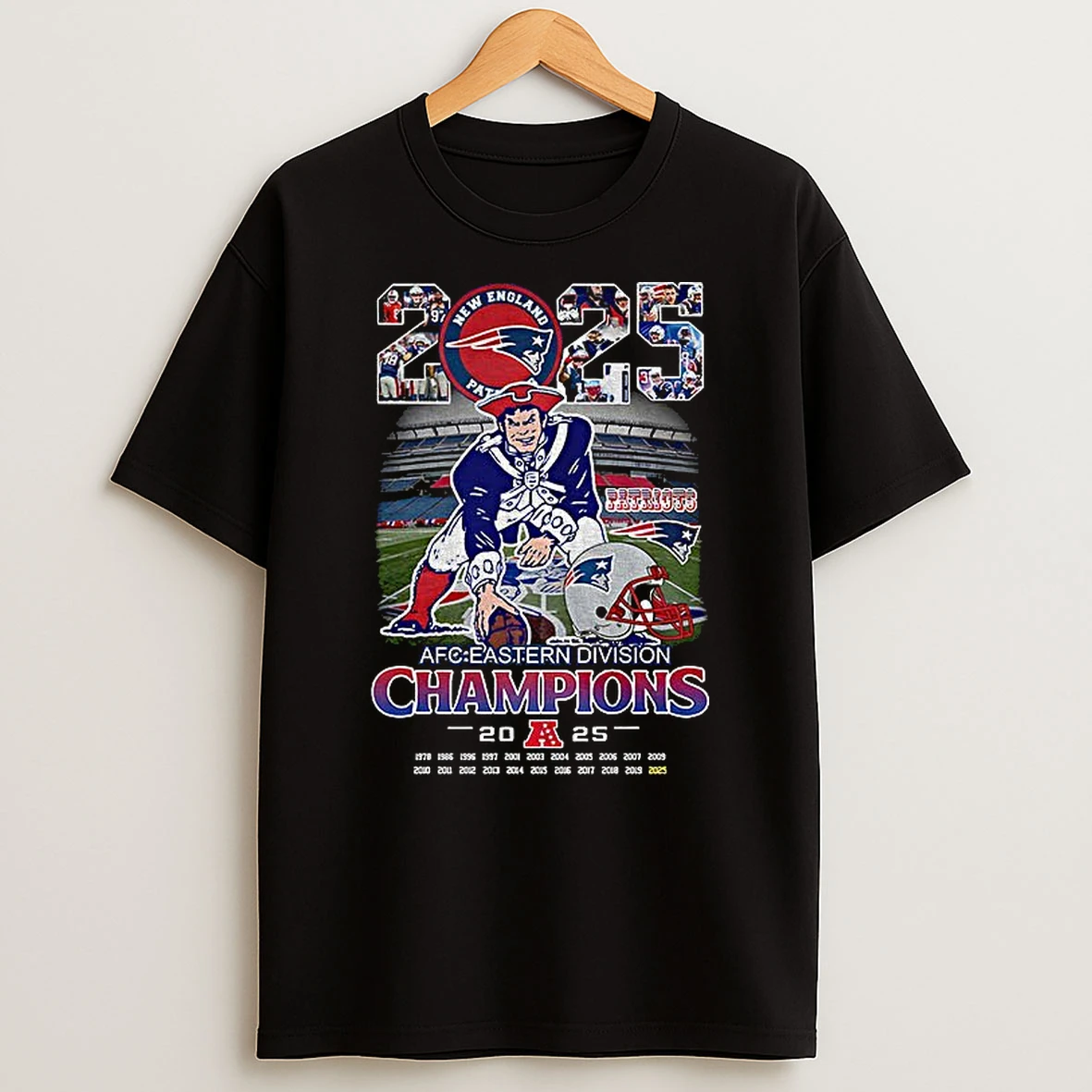 New England Patriots Football Afc Eastern Division 2025 Flying Elvis T Shirt