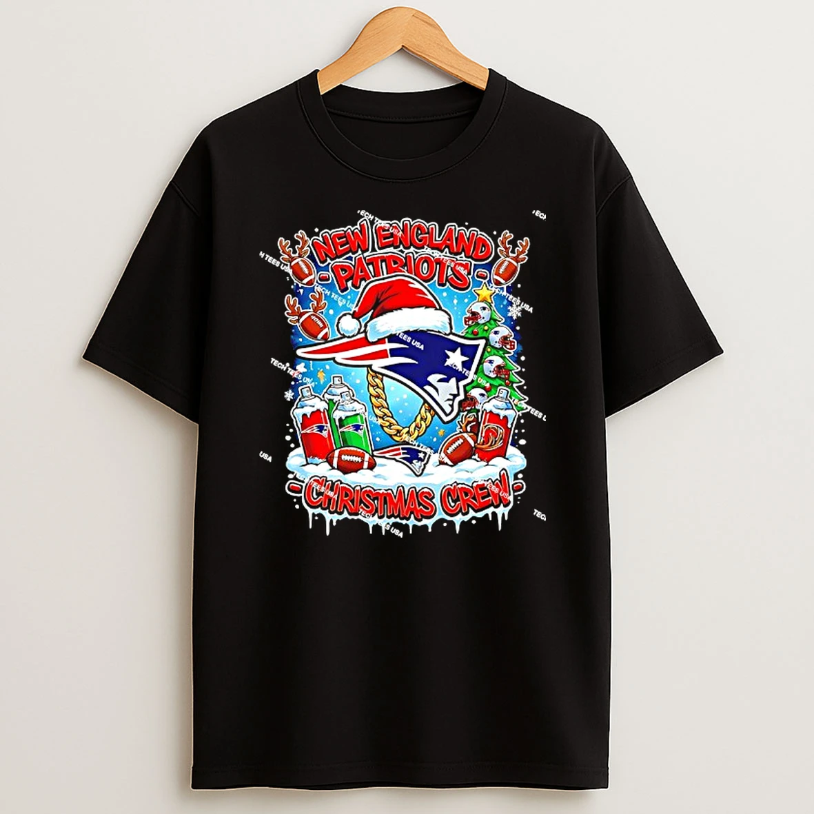 New England Patriots Football Christmas Crew Holiday T Shirt