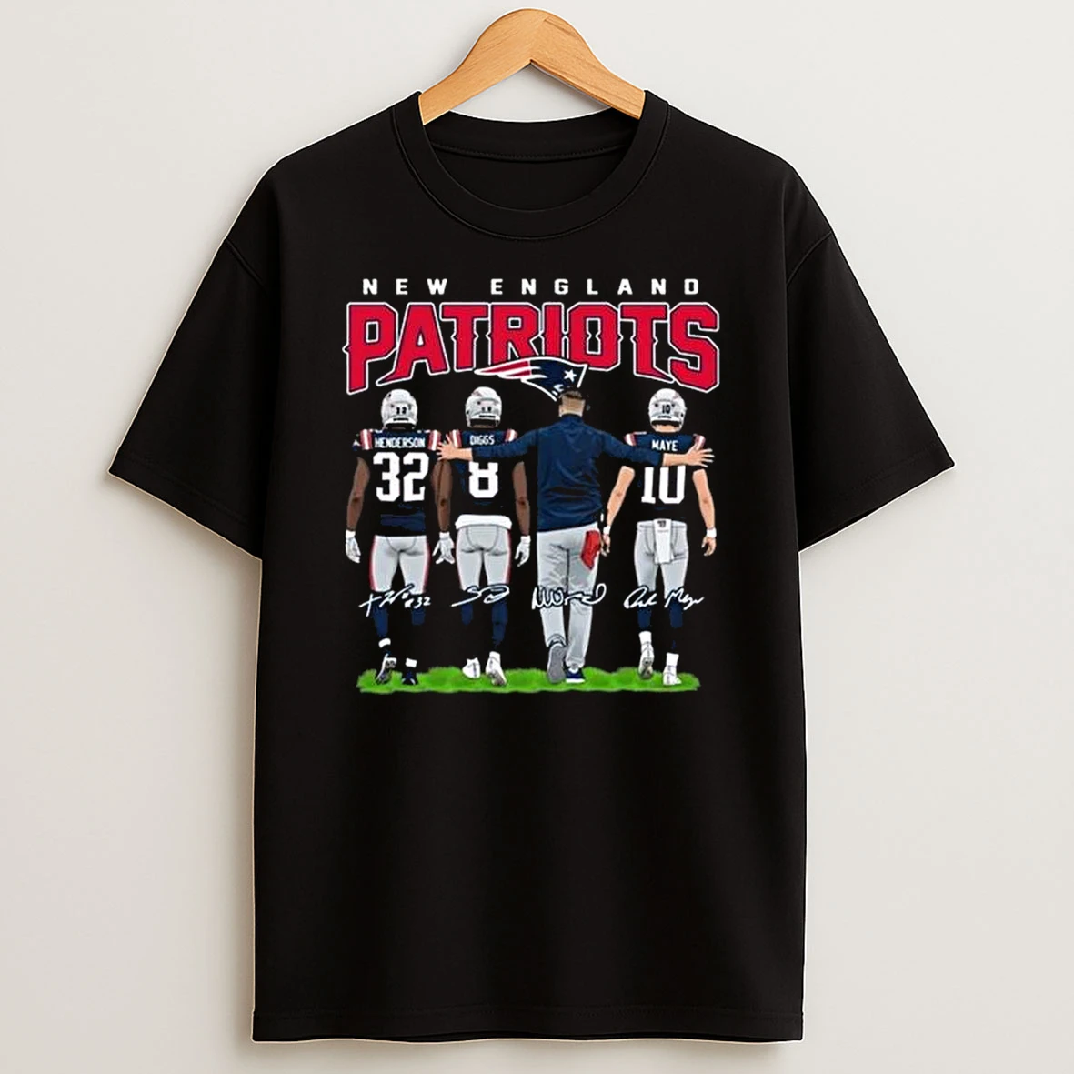 New England Patriots Henderson Diggs Coach And Maye Signatures T Shirt