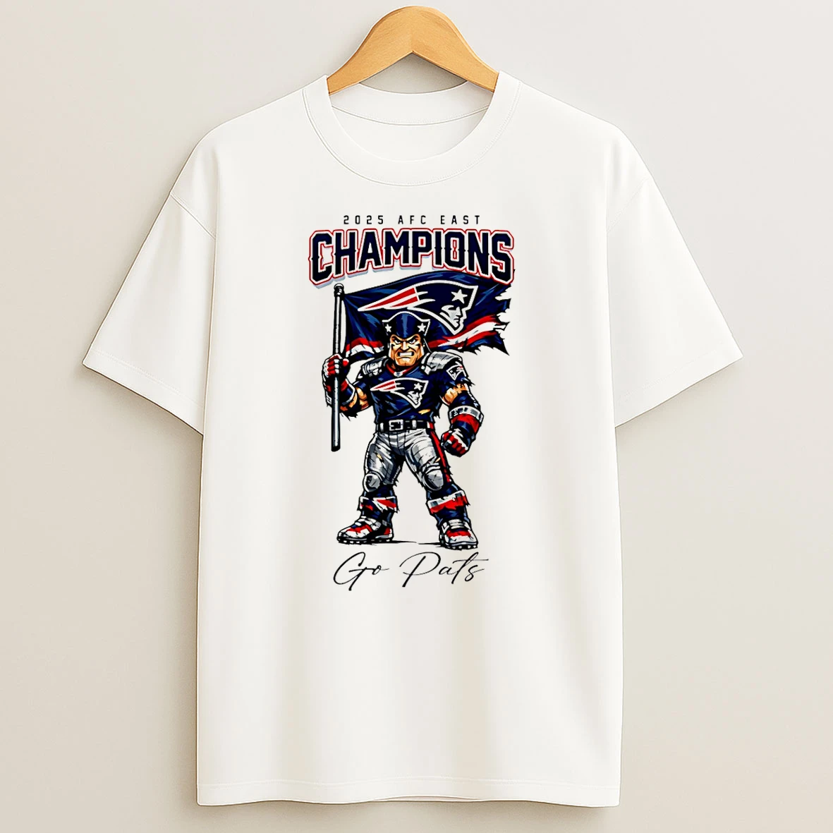 New England Patriots Nfl 2025 Afc East Champions Mascot T Shirt