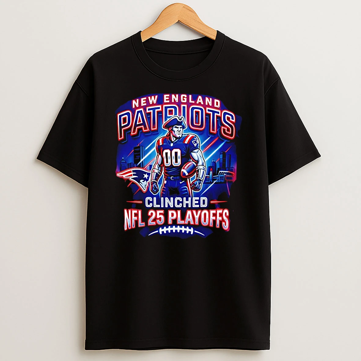 New England Patriots Nfl 2025 Playoff Football Mascot T Shirt