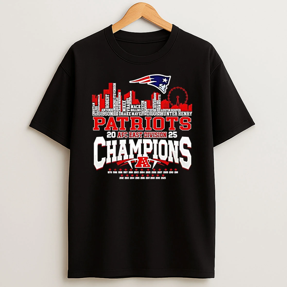 New England Patriots Skyline Afc East Division Champions T Shirt
