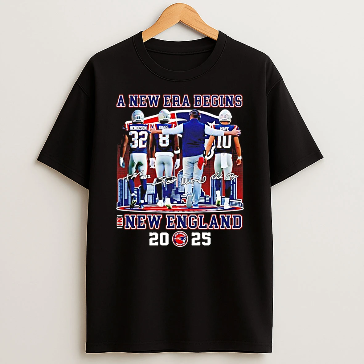 New England Patriots A New Era Begins 2025 City Skyline Signature T Shirt