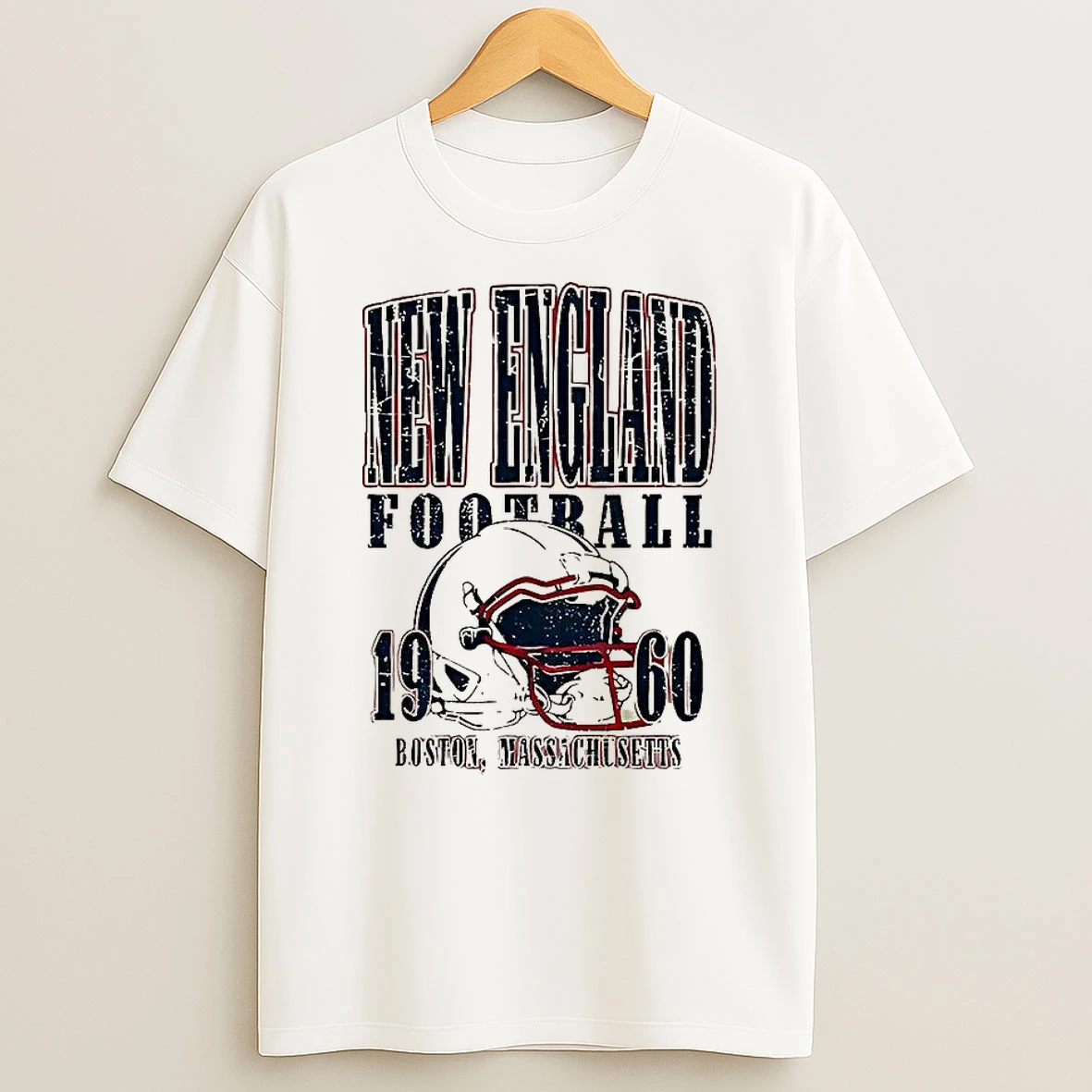 New England Patriots Football 1960 Boston Massachusetts Helmet T Shirt